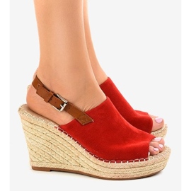 Sandales compensées rouges espadrilles KA-20 2