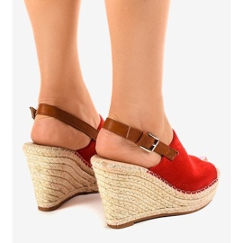 Sandales compensées rouges espadrilles KA-20 3