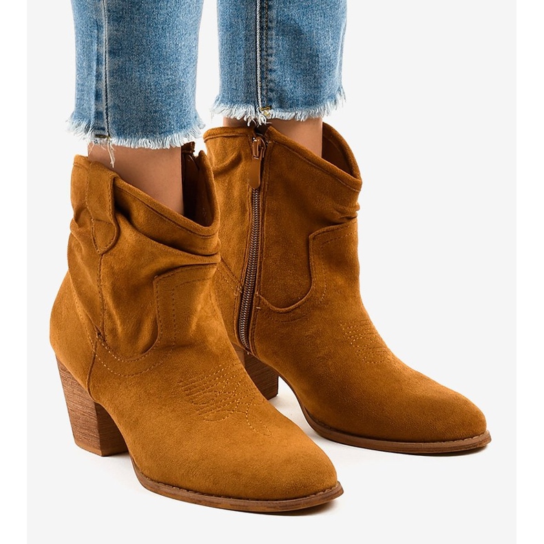 Bottines en daim camel sur le poteau SA-3339 brun 1