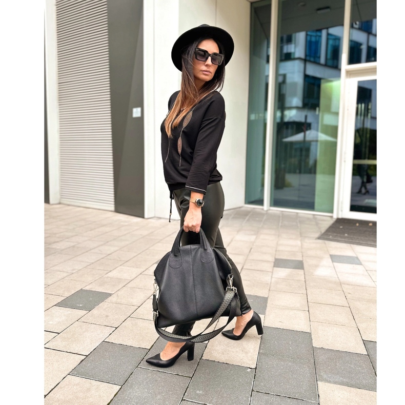 Olivier Escarpins en cuir pour femmes sur le poteau 2258 noir le noir 1