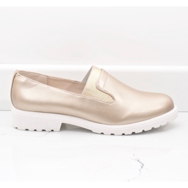Chaussures à enfiler dorées sur la plate-forme XC683-3 1