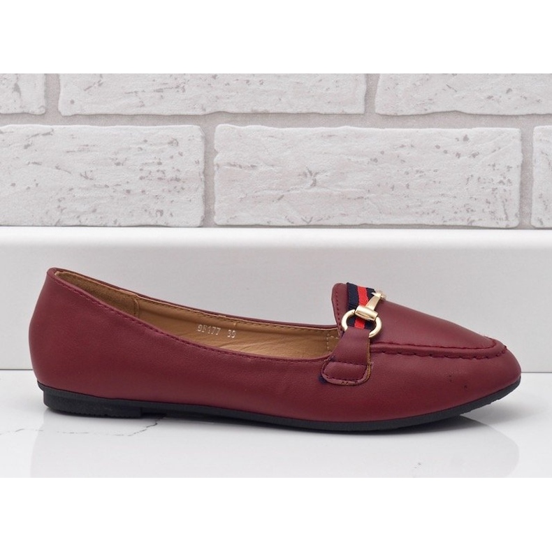 Mocassins ballerines en éco-cuir bordeaux 9F177 rouge 1 Mocassins ballerines en éco-cuir bordeaux 9F177 rouge 1