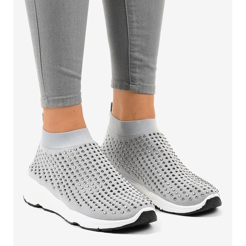 Chaussures de sport grises avec zircones cubiques LG27 1 Chaussures de sport grises avec zircones cubiques LG27 1