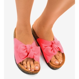 Chaussons roses décorés avec un nœud WS9003-5 1 Chaussons roses décorés avec un nœud WS9003-5 1