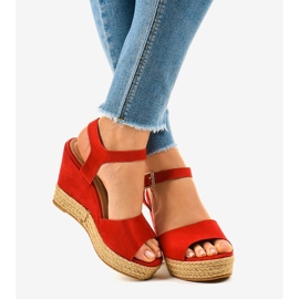 Sandales compensées espadrilles rouges 9R195 2