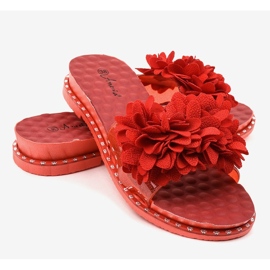 Tongs rouges à fleurs N-49 3