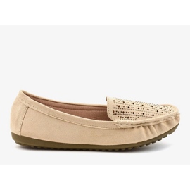 Mocassins ajourés beiges à sequins YSD823Y 1