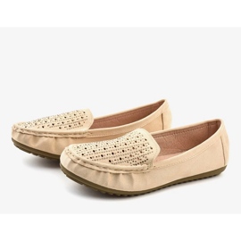 Mocassins ajourés beiges à sequins YSD823Y 2