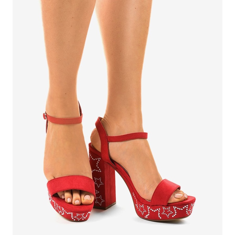 Sandales rouges sur poteau en daim 99435-4 1