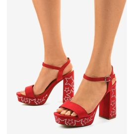 Sandales rouges sur poteau en daim 99435-4 2