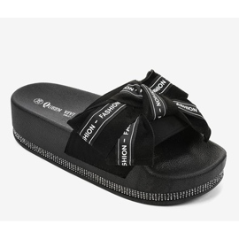 Pantoufles de mode décontractées noires 218-207 1