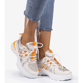 Chaussures de sport beiges et oranges C9288 1