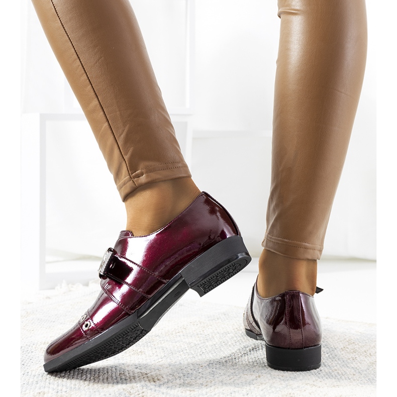 Chaussures laquées bordeaux à boucle C18-6263-2 rouge multicolore 1