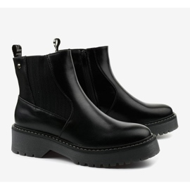 Bottines plates noires en éco-cuir Cavern 1