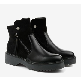 Bottines noires en éco-cuir et éco-suède avec fermeture éclair Merriwa 2