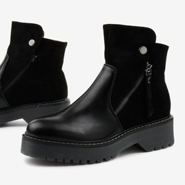 Bottines noires en éco-cuir et éco-suède avec fermeture éclair Merriwa 1