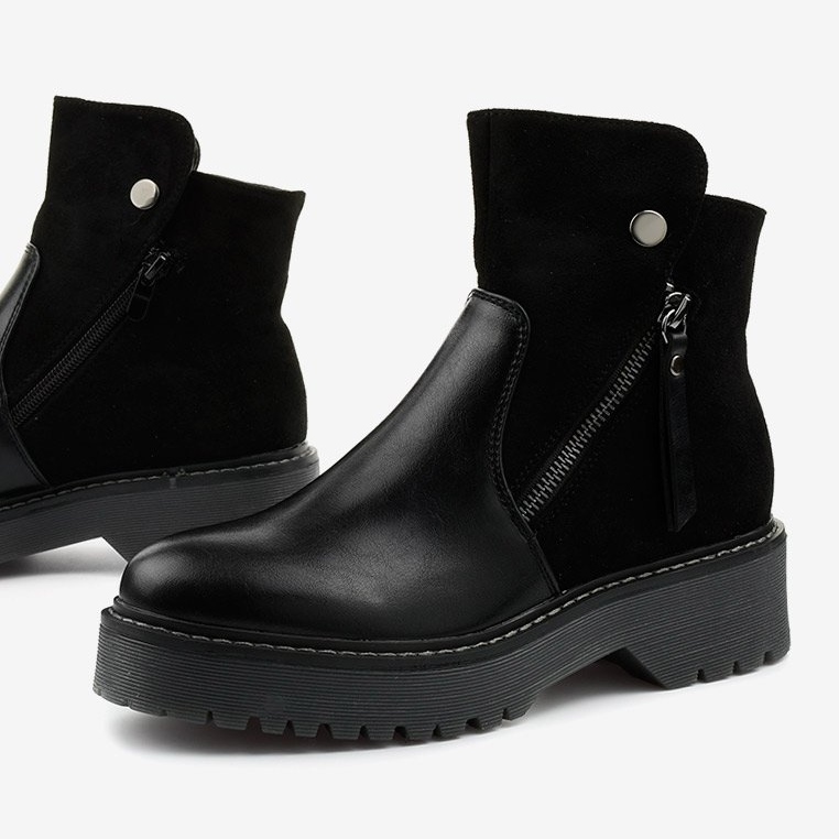 Bottines noires en éco-cuir et éco-suède avec fermeture éclair Merriwa 1