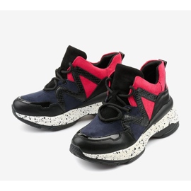 Baskets de sport noires en éco-cuir-daim Clavelina rouge bleu marine 1