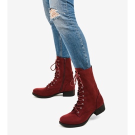 Bottines à lacets rouges S10 2