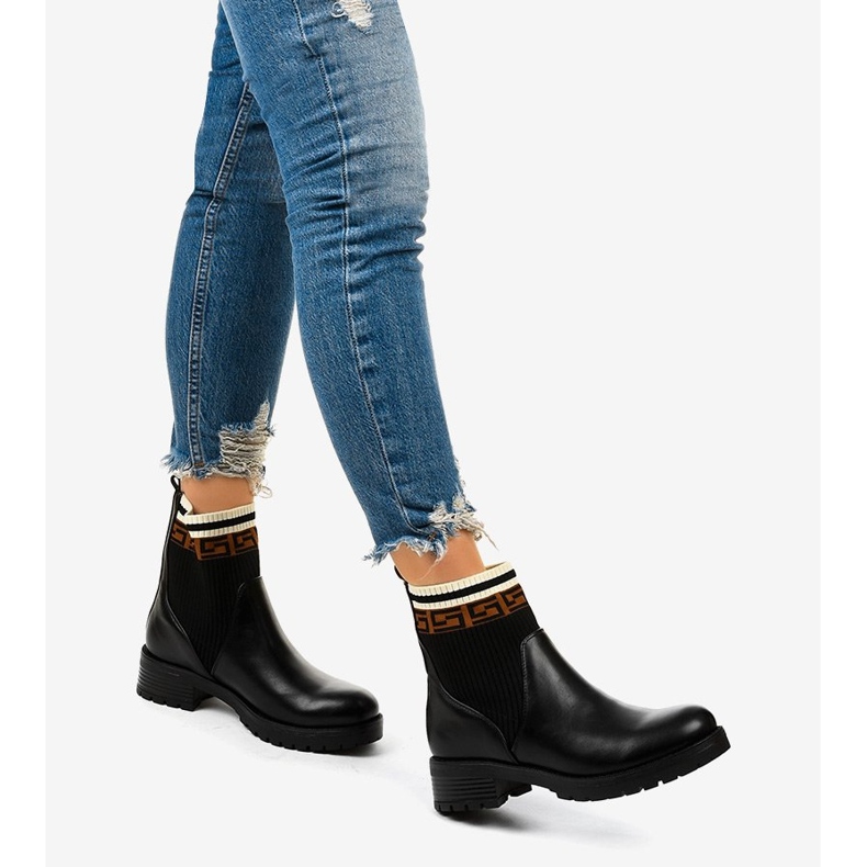 Bottes noires avec une chaussette Mangtoris le noir 1