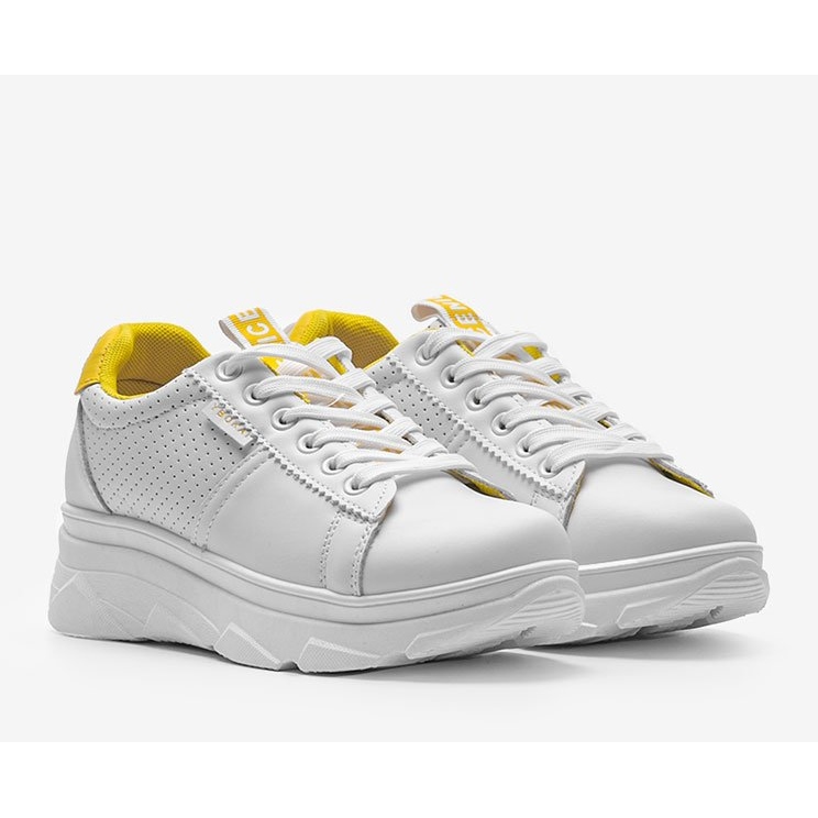 Baskets de sport blanches et jaunes BO-529 1