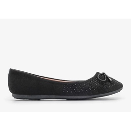 Ballerines en daim noir avec zircone cubique Larissa le noir 1
