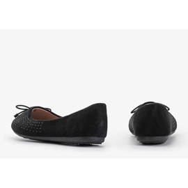 Ballerines en daim noir avec zircone cubique Larissa le noir 2