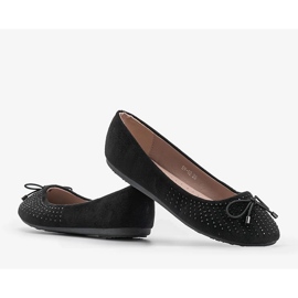 Ballerines en daim noir avec zircone cubique Larissa le noir 3