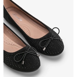 Ballerines en daim noir avec zircone cubique Larissa le noir 4