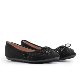 Ballerines en daim noir avec zircone cubique Larissa le noir 5