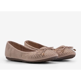Ballerines en daim beige avec zircone cubique Larissa 2