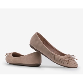 Ballerines en daim beige avec zircone cubique Larissa 3