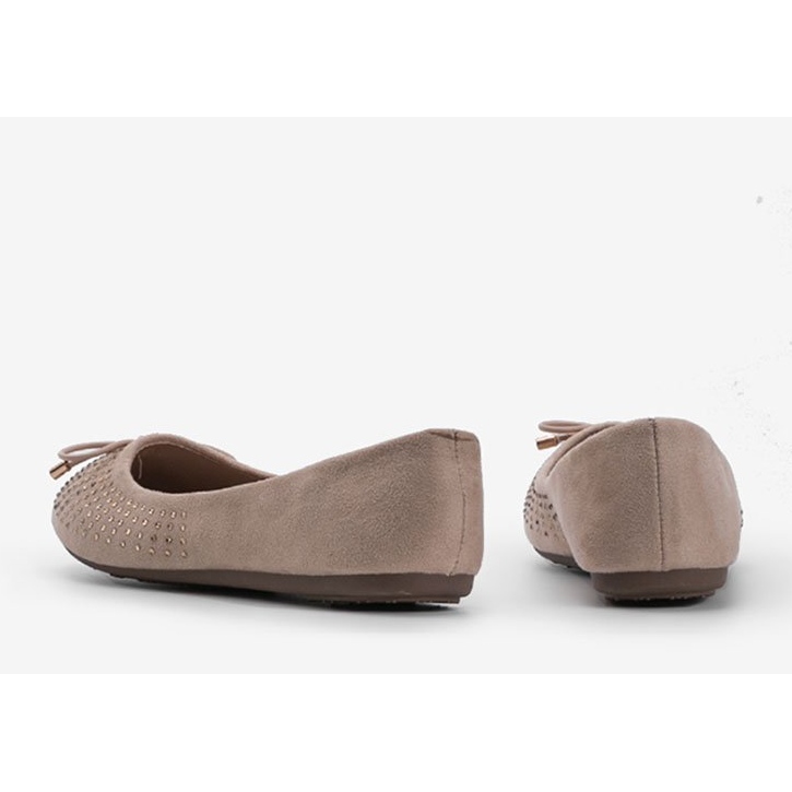 Ballerines en daim beige avec zircone cubique Larissa 1
