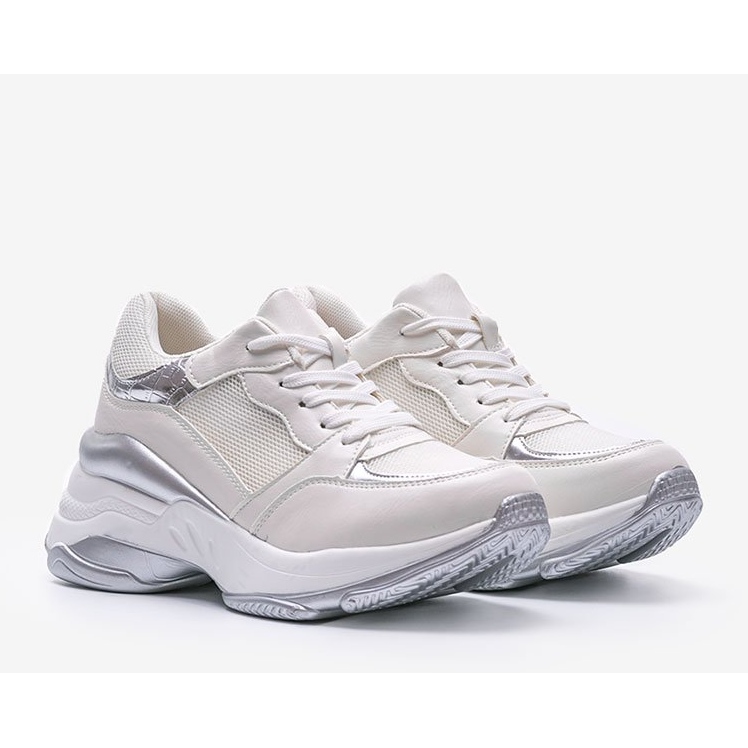 Baskets argentées à semelle épaisse Lydia blanc 1