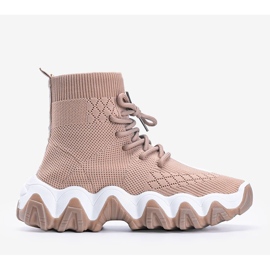 Baskets chaussettes Gisselle kaki beige 1 Baskets chaussettes Gisselle kaki beige 1