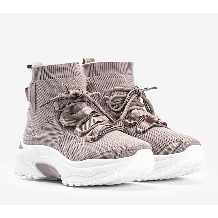 Baskets chaussettes beiges Elisa 1