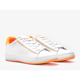 Baskets femme Carol Orange fluo blanches 1