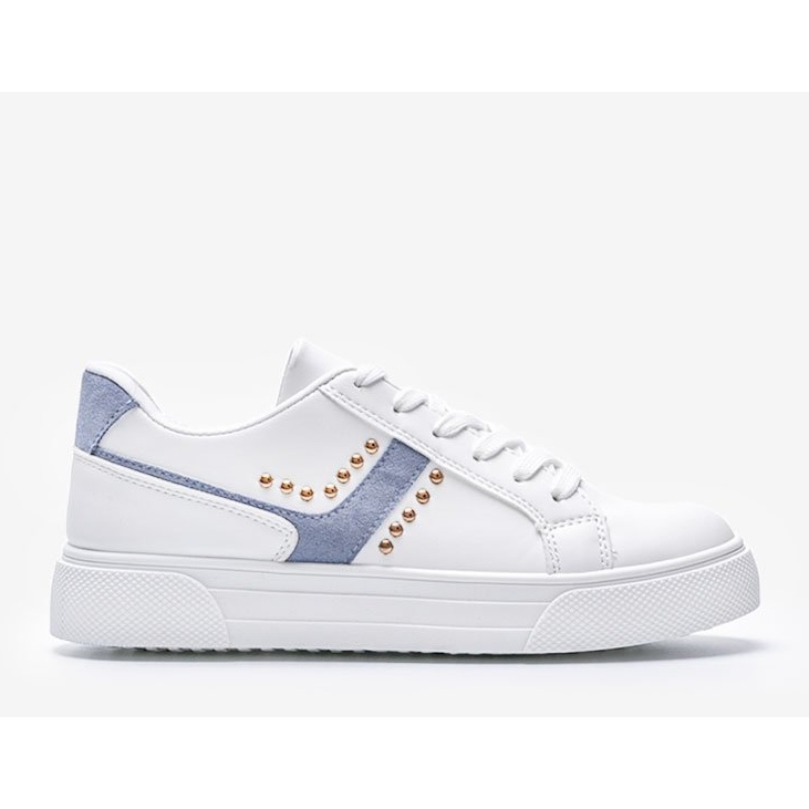 Baskets blanches femme Emilie Bleu 1