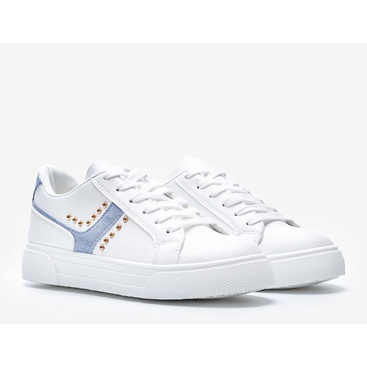 Baskets blanches femme Emilie Bleu 2