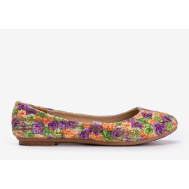 Ballerines beiges brillantes à fleurs Luz violet 1