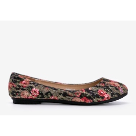 Ballerines noires brillantes à fleurs Luz le noir 1