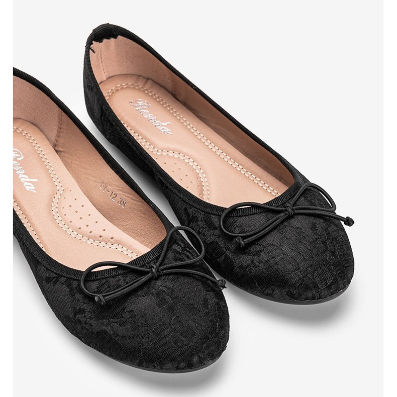 Ballerines en dentelle noire Alessandra 1