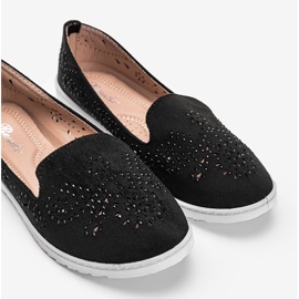 Mocassins noirs ajourés avec oxyde de zirconium Brianna le noir 1 Mocassins noirs ajourés avec oxyde de zirconium Brianna le noir 1