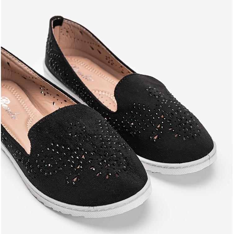 Mocassins noirs ajourés avec oxyde de zirconium Brianna le noir 1 Mocassins noirs ajourés avec oxyde de zirconium Brianna le noir 1