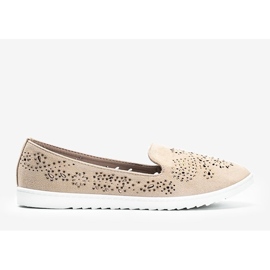 Mocassins ajourés beiges avec oxyde de zirconium Brianna 1