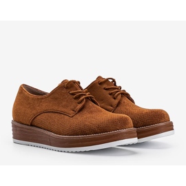 Chaussures en daim marron sur une semelle haute Elyssa brun 1
