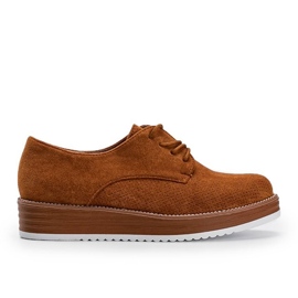 Chaussures en daim marron sur une semelle haute Elyssa brun 3