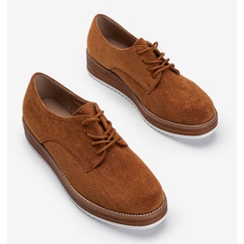 Chaussures en daim marron sur une semelle haute Elyssa brun 4