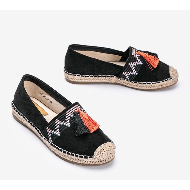 Espadrilles noires à pompons Alyana 1