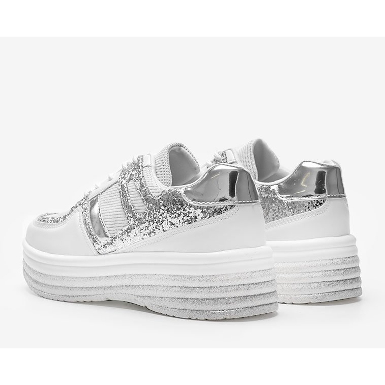 Baskets en brocart blanc sur semelle épaisse Laurel blanche 1